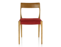 Scandinavian chair cherry stained wood burgundy fabric seat Scandinavian chair cherry stained wood burgundy fabric seat