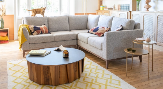 Module gauche 2,5 places tissu bouclé taupe clair