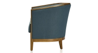 Canapé ancien 3 places accoudoirs moulurés bois teinte ancienne et tissu bleu océan Canapé ancien 3 places accoudoirs moulurés bois teinte ancienne et tissu bleu océan