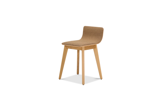 Tabouret design chêne teinte naturelle assise tissu marron