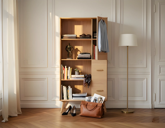 Bibliothèque en chêne bois teinte naturelle