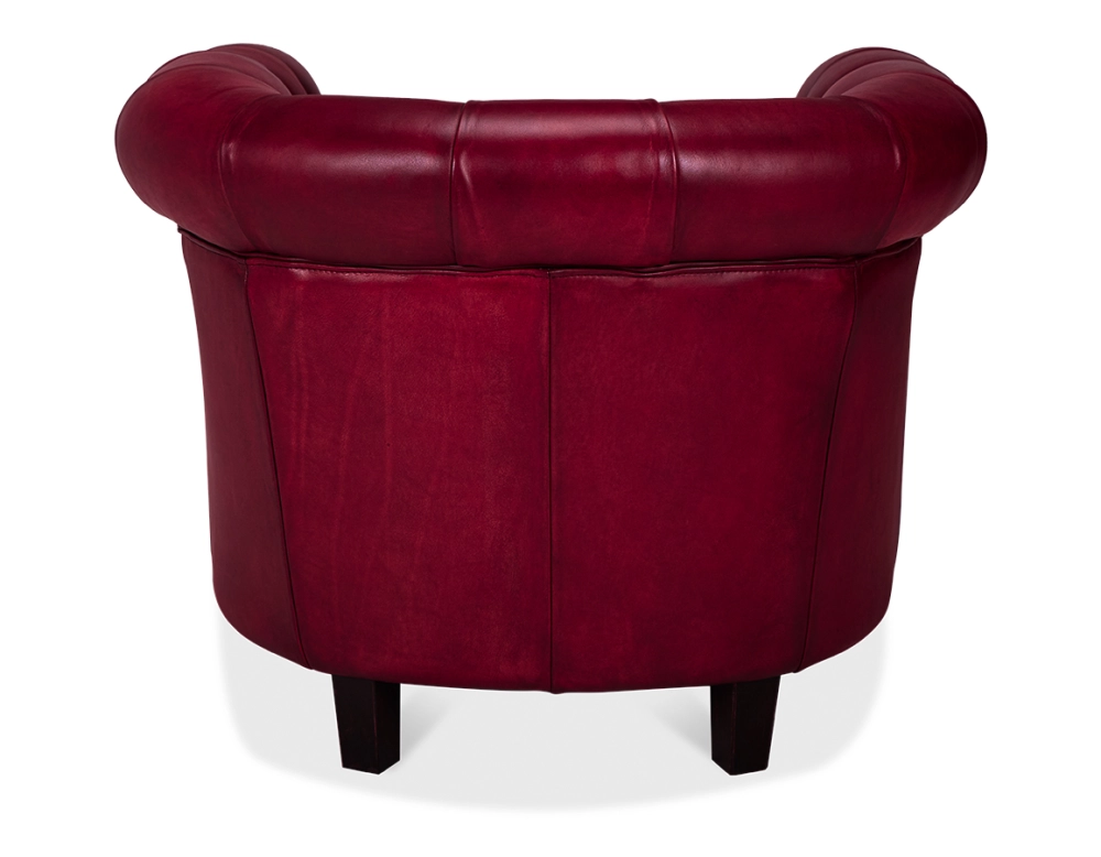 Fauteuil Chesterfield cuir rouge carmin accoudoirs cloutés Fauteuil Chesterfield cuir rouge carmin accoudoirs cloutés