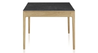 Table extensible en chêne et céramique 6 à 10 personnes allonges céramique avec bois teinte naturelle et plateau et allonges céramique effet ardoise 140x90 cm Table extensible en chêne et céramique 6 à 10 personnes allonges céramique avec bois teinte naturelle et plateau et allonges céramique effet ardoise 140x90 cm