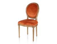 Chaise ancienne style Louis XVI bois teinte ancienne et tissu velours terracotta Chaise ancienne style Louis XVI bois teinte ancienne et tissu velours terracotta