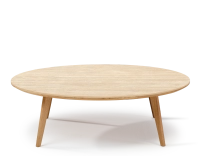 Table basse ronde F1 en chêne et céramique bois teinte naturelle plateau céramique effet pierre travertin 90x90x40 cm