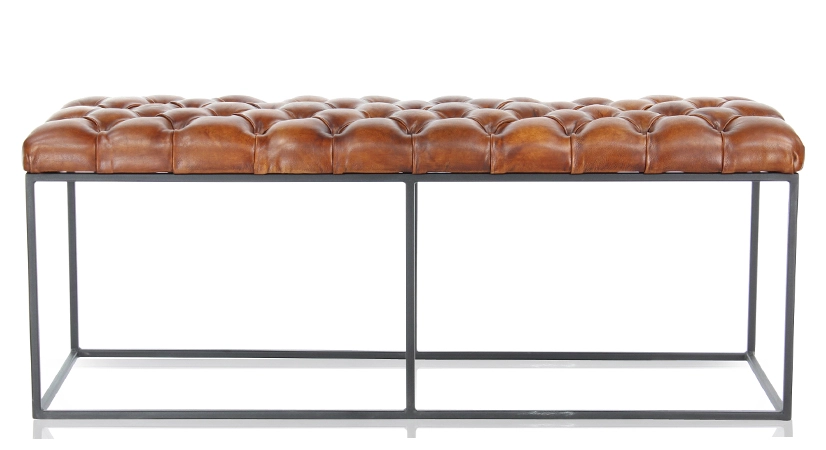 Banc Chesterfield cuir marron clair Banc Chesterfield cuir marron clair
