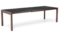 Extending table for 8 to 14 people in walnut and ceramic with ceramic extensions natural wood finish and grey marble-effect ceramic 210x100 cm Extending table for 8 to 14 people in walnut and ceramic with ceramic extensions natural wood finish and grey marble-effect ceramic 210x100 cm