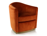 Fauteuil club tissu tissu velours terracotta socle bois effet laiton Fauteuil club tissu tissu velours terracotta socle bois effet laiton