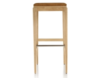 H80 cm designer bar stool wood natural tint seat bronze velvet fabric H80 cm designer bar stool wood natural tint seat bronze velvet fabric