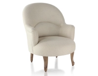 Fauteuil crapaud avec accoudoirs pieds bois teinte noyer et tissu chevron beige Fauteuil crapaud avec accoudoirs pieds bois teinte noyer et tissu chevron beige