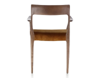 Chaise scandinave avec accoudoirs bois teinte marron foncé assise tissu velours bronze Chaise scandinave avec accoudoirs bois teinte marron foncé assise tissu velours bronze