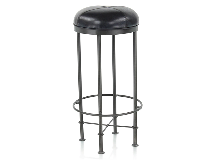 Tabouret de bar vintage cuir noir Tabouret de bar vintage cuir noir