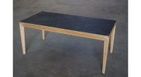 Table extensible 8 à 10 personnes en chêne et céramique allonges céramique avec bois teinte naturelle et plateau et allonges céramique ardoise 180x90 cm Table extensible 8 à 10 personnes en chêne et céramique allonges céramique avec bois teinte naturelle et plateau et allonges céramique ardoise 180x90 cm