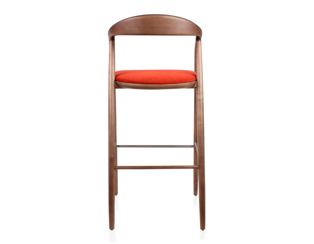 Tabouret de bar h80 cm teinte assise bois teinte marron foncé et tissu orange brulé Tabouret de bar h80 cm teinte assise bois teinte marron foncé et tissu orange brulé