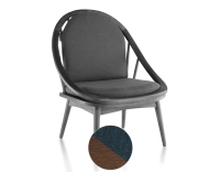 Scandinavian armchair dark brown stained wood and ocean blue fabric Scandinavian armchair dark brown stained wood and ocean blue fabric