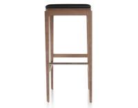 H80 cm designer bar stool walnut stained wood, ebony leather seat H80 cm designer bar stool walnut stained wood, ebony leather seat