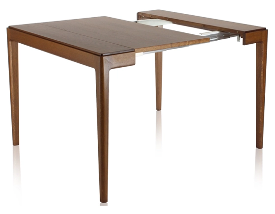 Extendable oak console table with 2 extension leaves dark brown tint 120x50 cm