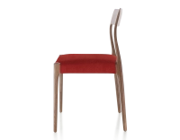 Chaise scandinave bois teinte marron foncé assise tissu bordeaux Chaise scandinave bois teinte marron foncé assise tissu bordeaux