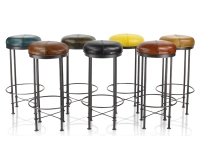 Vintage leather bar stool yellow Vintage leather bar stool yellow