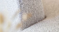 Canapé d'angle méridienne gauche 4 places tissu bouclé taupe clair (MG - 2D)