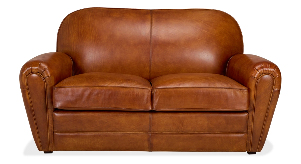 2 seater leather club sofa light brown piped armrests 2 seater leather club sofa light brown piped armrests