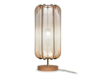 Floor lamp in wood and cotton thread with cross braiding Floor lamp in wood and cotton thread with cross braiding