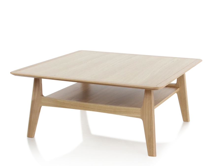 Table basse carrée en chêne teinte naturelle 100x100 cm 100x100 cm