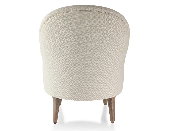 Fauteuil crapaud avec accoudoirs pieds bois teinte noyer et tissu chevron beige Fauteuil crapaud avec accoudoirs pieds bois teinte noyer et tissu chevron beige