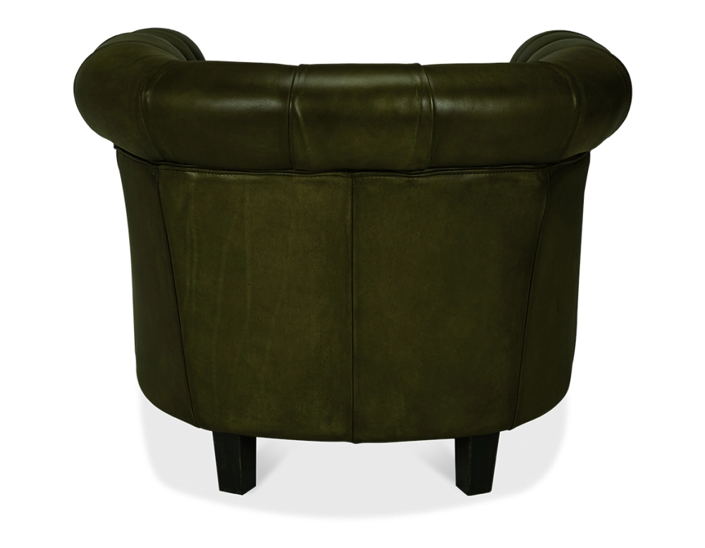 Fauteuil chesterfield cuir vert olive accoudoirs cloutés Fauteuil chesterfield cuir vert olive accoudoirs cloutés