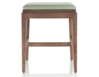 Tabouret design H45 cm bois teinte noyer assise cuir vert sauge Tabouret design H45 cm bois teinte noyer assise cuir vert sauge