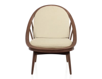Fauteuil scandinave bois teinte noyer et tissu crème Fauteuil scandinave bois teinte noyer et tissu crème