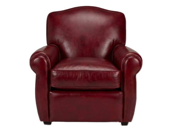 Sillón club de piel rojo carmín