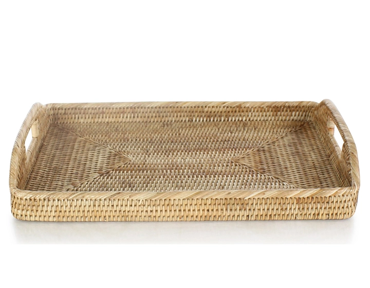 Plateau de service rectangulaire en rotin naturel grand modèle Plateau de service rectangulaire en rotin naturel grand modèle