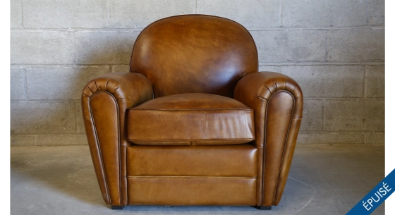 Leather club armchair dark brown studded armrests