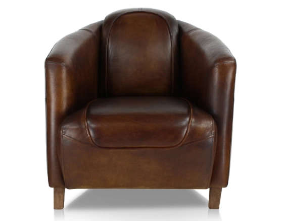 Fauteuil club cuir marron soutenu