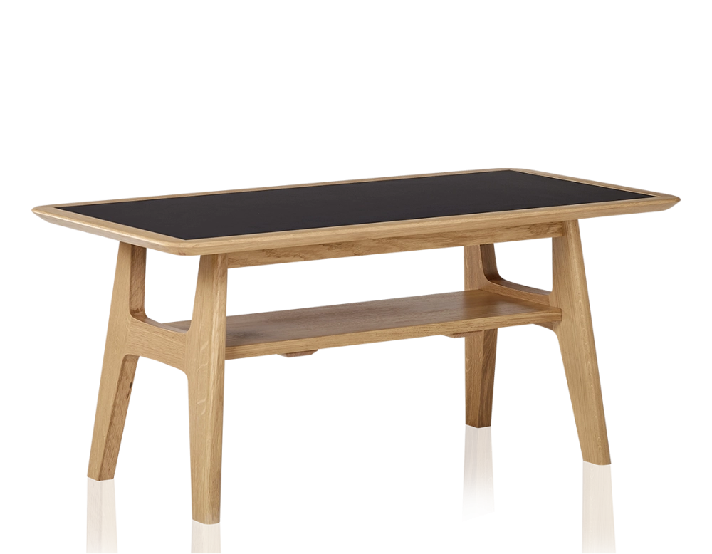 Table basse rectangulaire en chêne et céramique avec bois teinte naturelle plateau céramique noir unie 100x50 cm Table basse rectangulaire en chêne et céramique avec bois teinte naturelle plateau céramique noir unie 100x50 cm