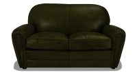 Canapé club cuir 2 places vert olive accoudoirs cloutés Canapé club cuir 2 places vert olive accoudoirs cloutés