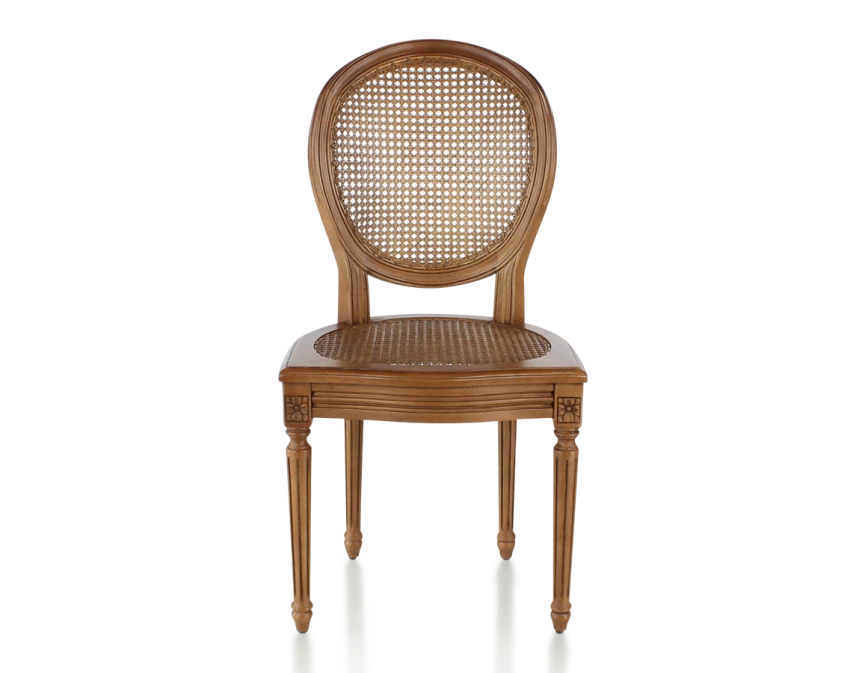 Chaise ancienne style Louis XVI bois teinte ancienne assise et dossier cannés