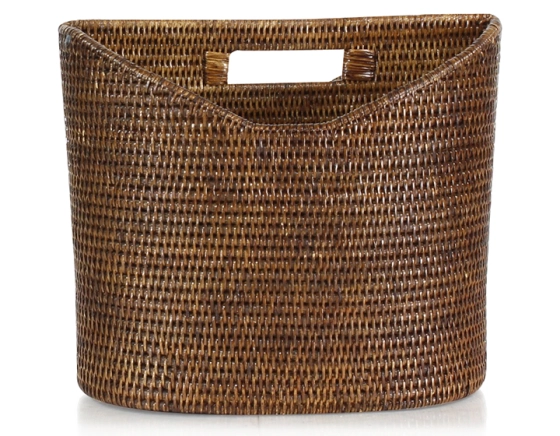 Brown rattan magazine rack