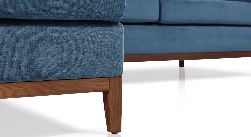 Canapé d'angle méridienne gauche 5 places tissu bleu jean (MG - 3D) Canapé d'angle méridienne gauche 5 places tissu bleu jean (MG - 3D)