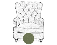 Fauteuil Chesterfield tissu vert haut dossier Fauteuil Chesterfield tissu vert haut dossier