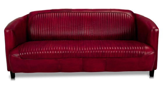 Canapé club cuir 3 places rouge carmin