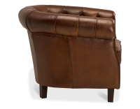 Fauteuil chesterfield cuir marron vintage accoudoirs cloutés Fauteuil chesterfield cuir marron vintage accoudoirs cloutés