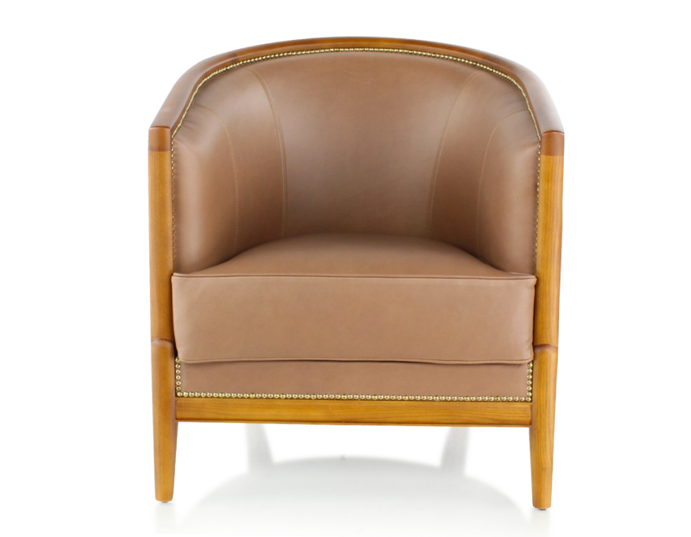 Antique armchair Cherry tint and hazelnut leather
