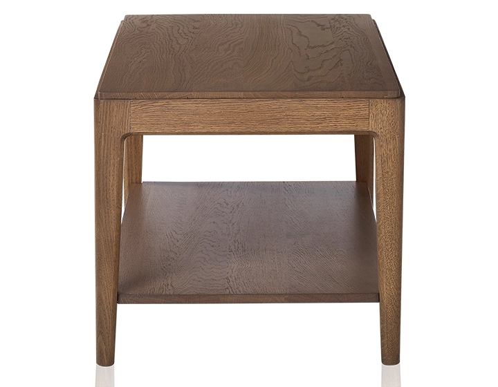 Table basse rectangulaire en chêne avec tablette teinte noyer 100x50 cm Table basse rectangulaire en chêne avec tablette teinte noyer 100x50 cm