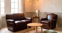 2 seater leather club sofa dark brown