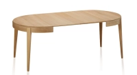 Table extensible ronde en chêne 8 à 12 personnes avec plateau et allonges en bois teinte naturelle 130 cm Table extensible ronde en chêne 8 à 12 personnes avec plateau et allonges en bois teinte naturelle 130 cm