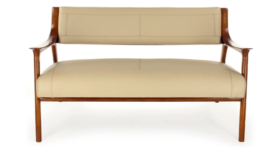 Canapé scandinave cuir 2 places beige