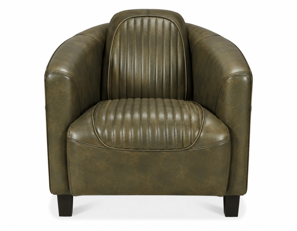 Fauteuil club cuir vert olive