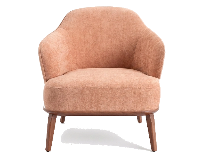 Fauteuil design tissu brun sienne